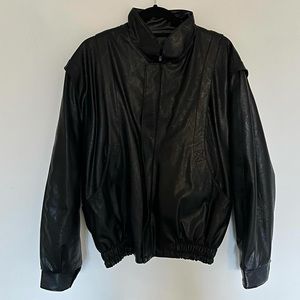 90s Vintage Oversized Leather Bomber Jacket